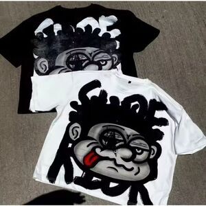 2pack Hip Hop Designer TShirt Crop Oversized size XL Black White